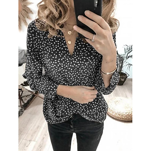 

Women's Polka Dot Shirt Daily V Neck Black / Blue / Purple / Red / Orange / Green