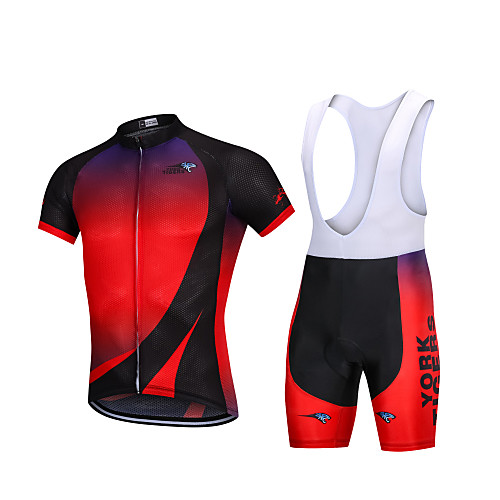 

YORK TIGERS Men's Boys' Short Sleeve Cycling Jersey with Bib Shorts - Kid's Silicone Elastane Lycra RedBlack Gradient Bike Bib Shorts Jersey Clothing Suit Breathable 3D Pad Quick Dry Reflective