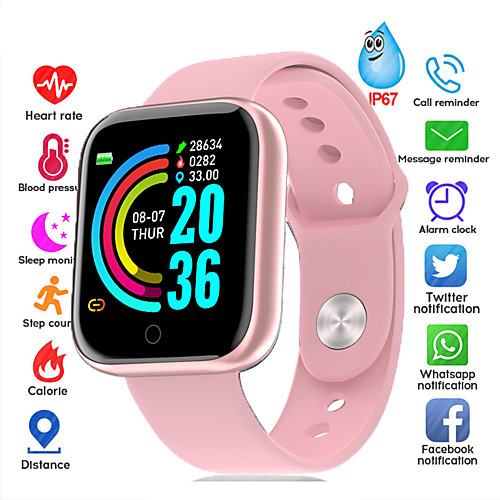 

Smartwatch Digital Modern Style Sporty Silicone 30 m Water Resistant / Waterproof Heart Rate Monitor Bluetooth Digital Casual Outdoor - Black Pink Silver / Black