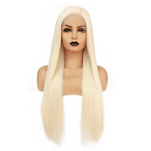 

Synthetic Lace Front Wig Straight Gaga Middle Part Lace Front Wig Blonde Long Light golden Synthetic Hair 22-26 inch Women's Heat Resistant Women Hot Sale Blonde / Glueless