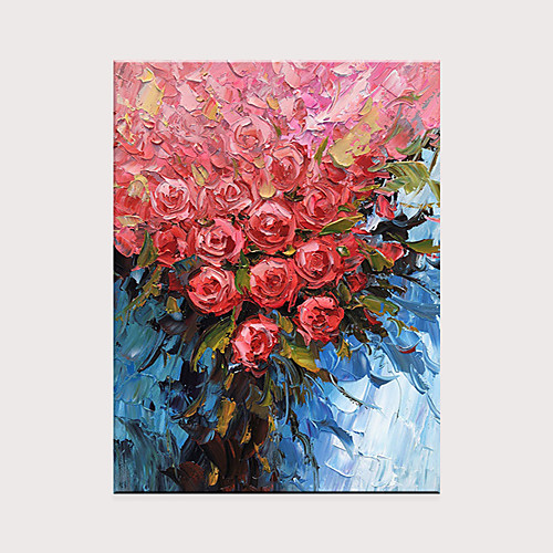 

Oil Painting Hand Painted Vertical Abstract Floral / Botanical Modern Rolled Canvas (No Frame)