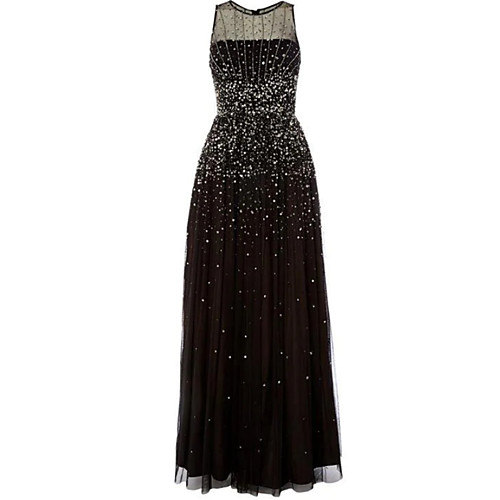 

A-Line Elegant Prom Dress Jewel Neck Sleeveless Floor Length Tulle with Pleats 2021