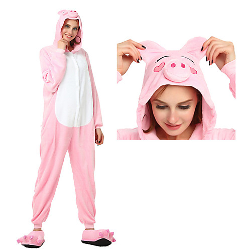 

Adults' Kigurumi Pajamas Piggy / Pig Onesie Pajamas Flannelette Pink Cosplay For Men and Women Animal Sleepwear Cartoon Festival / Holiday Costumes