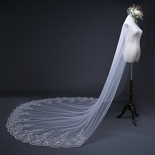 

One-tier Antique / Sweet Style Wedding Veil Cathedral Veils with Paillette 157.48 in (400cm) 100% Polyester / Classic
