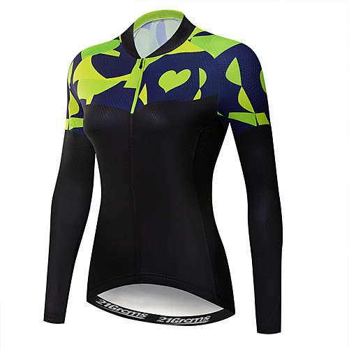 

21Grams Women's Long Sleeve Cycling Jersey Winter Fleece Polyester Elastane Green / Black Novelty Bike Jersey Top Mountain Bike MTB Road Bike Cycling UV Resistant Breathable Quick Dry Sports Clothing
