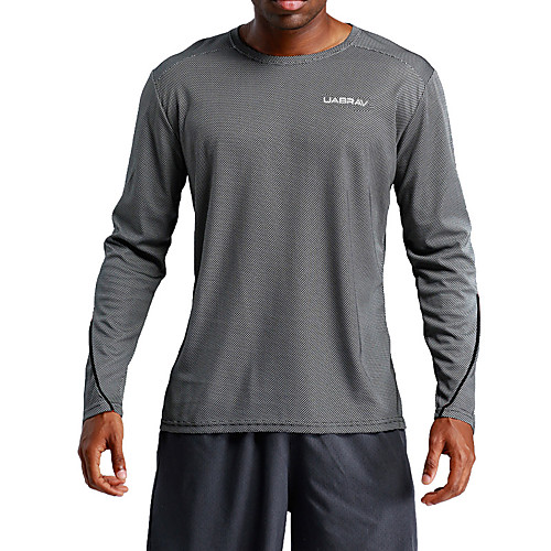 

UABRAV Men's Long Sleeve Running Shirt Tee Tshirt Quick Dry Breathable Soft Fitness Gym Workout Running Jogging Sportswear Solid Color Dark Grey Black Light Grey Activewear Stretchy