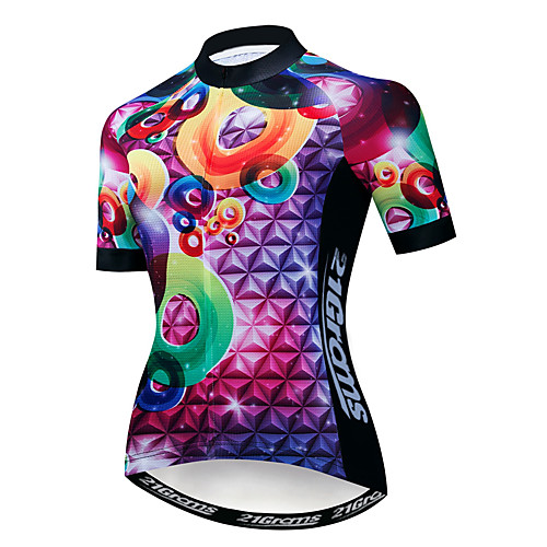 

21Grams Rainbow Women's Short Sleeve Cycling Jersey - Violet Bike Jersey Top Breathable Moisture Wicking Quick Dry Sports Polyester Elastane Terylene Mountain Bike MTB Road Bike Cycling Clothing