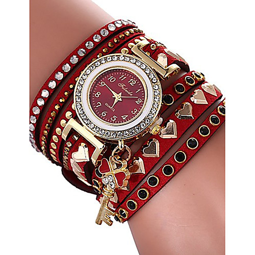 

Women's Bracelet Watch Cubic Zirconia Heart shape Casual Red PU Leather Chinese Quartz Red Casual Watch Imitation Diamond 1 pc Analog One Year Battery Life