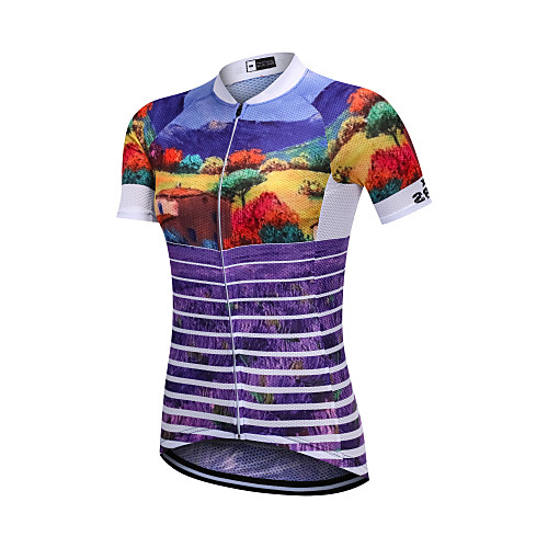 

YORK TIGERS Women's Short Sleeve Cycling Jersey Silicone Elastane Purple Bike Jersey Top Mountain Bike MTB Road Bike Cycling Breathable Quick Dry Reflective Strips Sports Clothing Apparel / Advanced