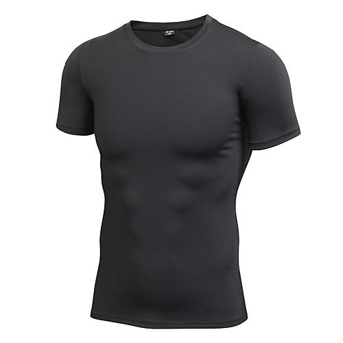 

Men's Running Shirt Tee Tshirt Top Spandex Breathable Quick Dry Soft Gym Workout Camping / Hiking Exercise & Fitness Racing Running Sportswear Light Yellow Black Activewear High Elasticity