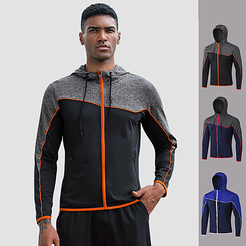 

YUERLIAN Men's Full Zip Track Jacket Hoodie Jacket Running Jacket Hooded Running Fitness Jogging Windproof Breathable Soft Sportswear Jacket Long Sleeve Activewear Stretchy