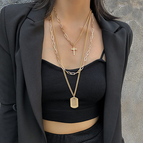 

Women's Pendant Necklace Necklace Layered Necklace Chrome Gold Silver 467 cm Necklace Jewelry For Gift Carnival Street Holiday / Long Necklace