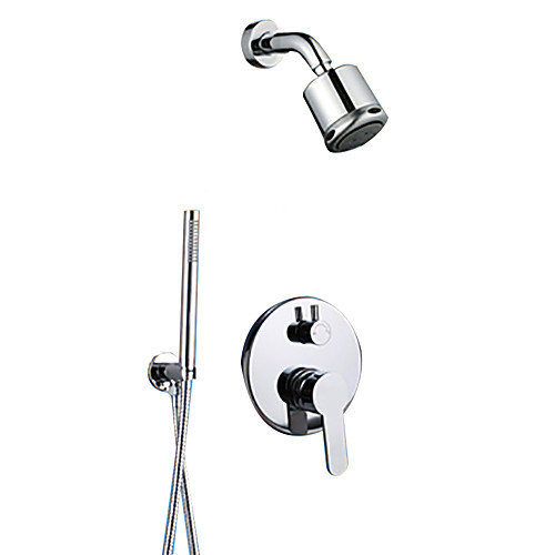 

Shower Faucet Set - Rainfall Contemporary Chrome Wall Mounted Ceramic Valve Bath Shower Mixer Taps / Brass