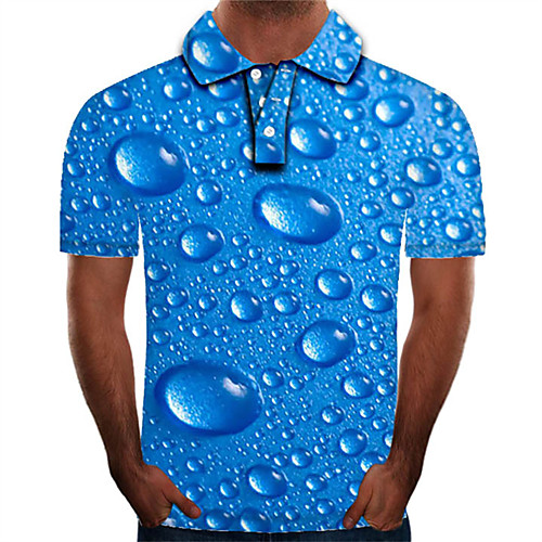 

Men's Polo Graphic 3D Plus Size Print Short Sleeve Daily Tops Streetwear Exaggerated Blue