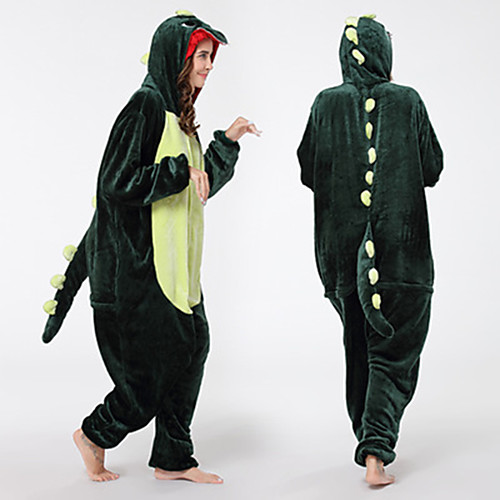 

Adults' Camouflage Kigurumi Pajamas Nightwear Dinosaur Onesie Pajamas Velvet Mink Green Cosplay For Men and Women Animal Sleepwear Cartoon Festival / Holiday Costumes