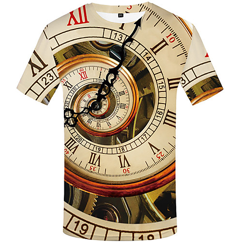 

Men's T shirt Cartoon Short Sleeve Daily Tops Khaki