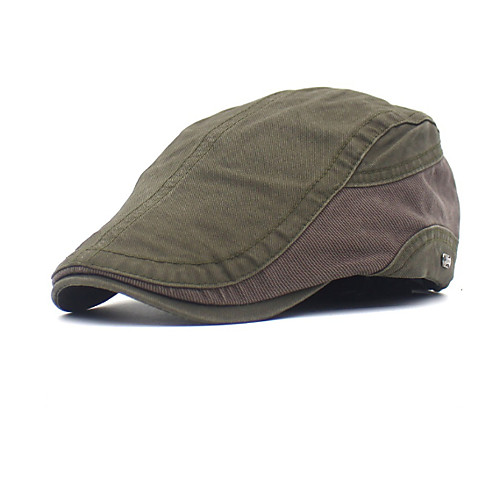 

Men's Basic Polyester Beret Hat-Color Block Black Brown Green