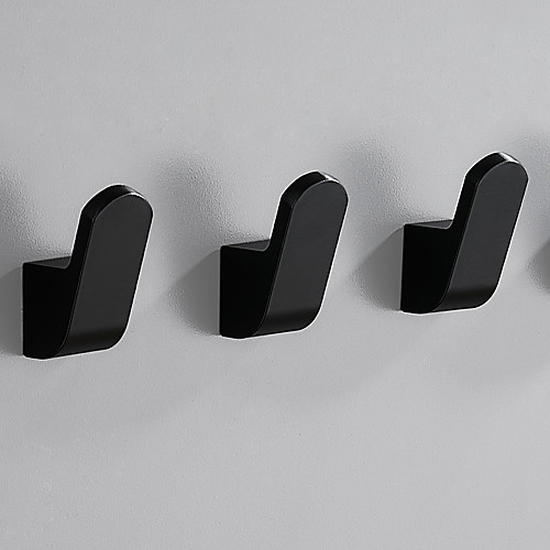 

Robe Hooks 3pcs Black Aluminum Towel Hook Bathroom Wall Mounted Coat Hanger Vintage Square Base Bathroom Accessories Set Decorative