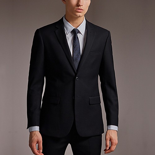 

Black / Blue / Purple Solid Colored Tailored Fit Polyester Suit - Notch Single Breasted Two-buttons / Suits