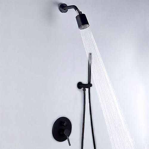 

Shower Faucet Set - Rainfall Contemporary Painted Finishes Wall Mounted Ceramic Valve Bath Shower Mixer Taps