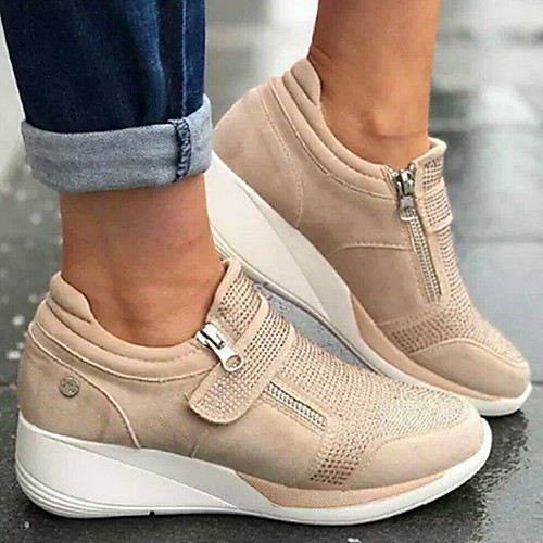 

Women's Sneakers Flat Heel Round Toe Suede Winter Blue / Beige / Gray