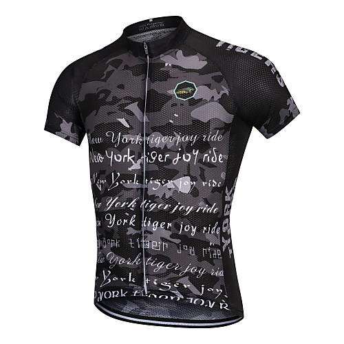 

YORK TIGERS Men's Short Sleeve Cycling Jersey Silicone Elastane Black Camo / Camouflage Bike Jersey Top Mountain Bike MTB Road Bike Cycling Breathable Quick Dry Reflective Strips Sports Clothing