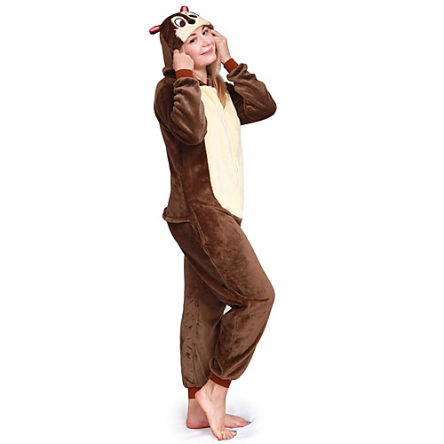

Adults' Kigurumi Pajamas Chipmunk Onesie Pajamas Flannel Fabric Brown Cosplay For Men and Women Animal Sleepwear Cartoon Festival / Holiday Costumes