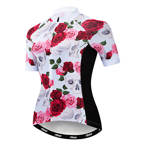 

21Grams Floral Botanical Women's Short Sleeve Cycling Jersey - Pink Bike Jersey Top Breathable Quick Dry Sports Polyester Elastane Terylene Mountain Bike MTB Road Bike Cycling Clothing Apparel