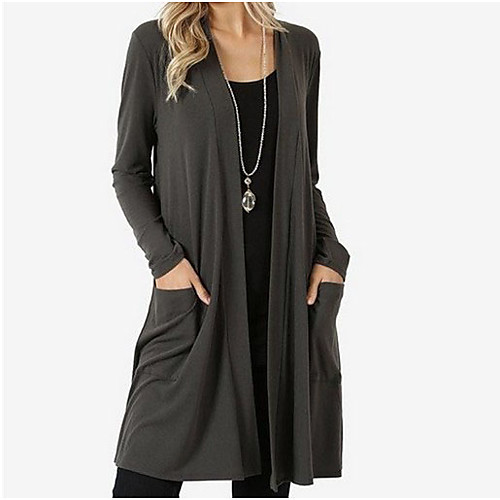 

Women's Solid Colored Long Sleeve Cardigan Sweater Jumper, Collarless Black / Wine / Blue S / M / L