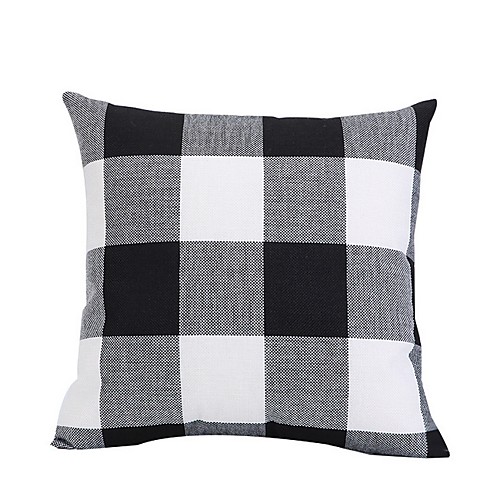 

Set of 1 Linen Pillow Cover & Insert, Grid / Plaid Patterns Square Traditional Classic Throw Pillow