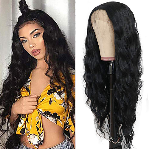 

Synthetic Lace Front Wig Loose Wave Water Wave Kardashian Middle Part with Baby Hair Lace Front Wig Long Natural Black Synthetic Hair 18-30 inch Women's Heat Resistant Classic Synthetic Black