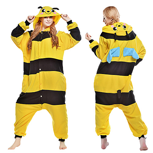 

Adults' Kigurumi Pajamas Bee Animal Onesie Pajamas Coral fleece Yellow Cosplay For Men and Women Animal Sleepwear Cartoon Festival / Holiday Costumes
