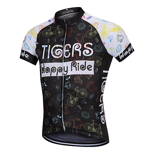 

YORK TIGERS Men's Short Sleeve Cycling Jersey Silicone Elastane Black Gear Bike Jersey Top Mountain Bike MTB Road Bike Cycling Breathable Quick Dry Reflective Strips Sports Clothing Apparel / Expert