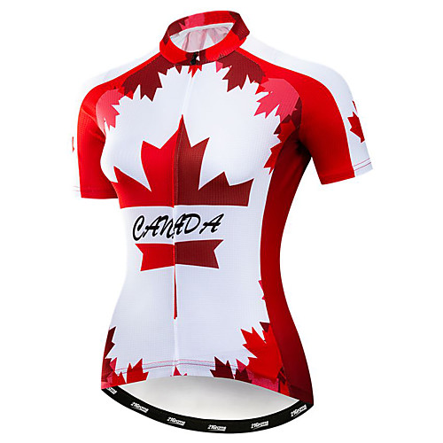 

21Grams Women's Short Sleeve Cycling Jersey Polyester Elastane Red Canada National Flag Bike Jersey Top Mountain Bike MTB Road Bike Cycling Breathable Quick Dry Moisture Wicking Sports Clothing