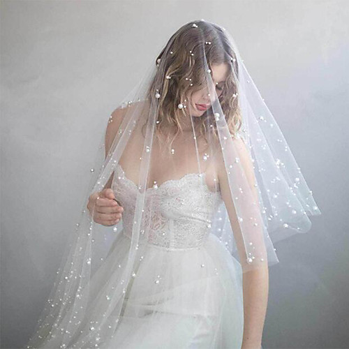 

One-tier Classic Style / Lace Wedding Veil Fingertip Veils with Solid / Pattern POLY / Lace