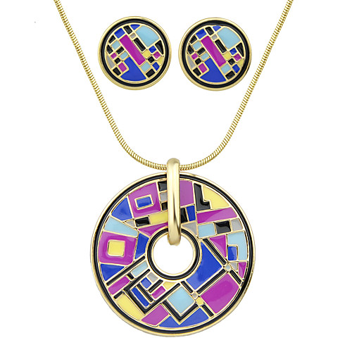 

Women's Stud Earrings Pendant Necklace Geometrical Floral Theme Asian Trendy Boho Elegant Africa Earrings Jewelry Purple / Red For Party Gift Carnival Holiday Festival 1 set