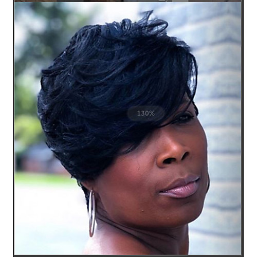 

Human Hair Blend Wig Short Straight Natural Straight Bob Pixie Cut Layered Haircut Asymmetrical Black Cool Comfortable Natural Hairline Capless All Unisex Natural Black 8 inch / African American Wig