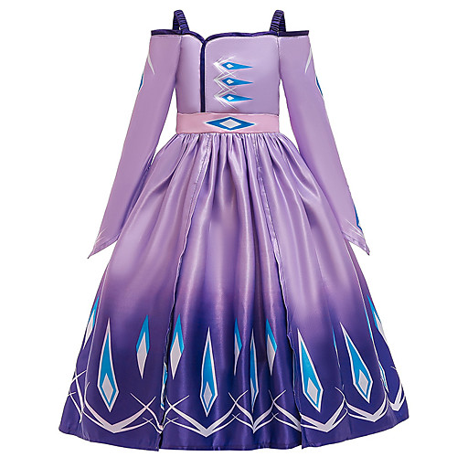 

Elsa Dress Flower Girl Dress Girls' Movie Cosplay A-Line Slip Vacation Dress Halloween Purple Blue Dress Halloween