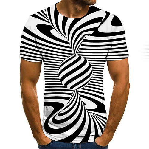 

Men's Graphic Slim T-shirt Basic Daily Round Neck White / Short Sleeve