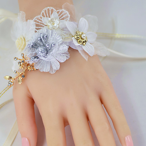 

Wedding Flowers Wrist Corsages Wedding Party / Birthday Party Organza / Metal / Fabrics 4.72(Approx.12cm)