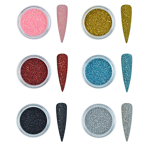 

6 colors Holo Nail Glitter Powder Gradient for UV Gel Polish Nails Decorations Sugar Glitter Acrylic Dipping Manicure Nail Art