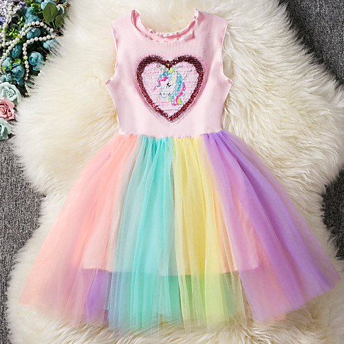 

Unicorn Cosplay Costume Masquerade Flower Girl Dress Kid's Girls' A-Line Slip Cosplay Halloween Christmas Halloween Carnival Festival / Holiday Tulle Cotton Blue Carnival Costumes Color Block Unicorn