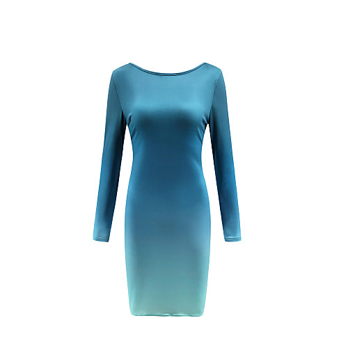 

Women's Bodycon Dress - Long Sleeve Color Block Slim Black Red Light Blue S M L