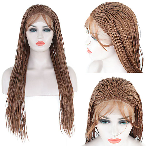 

Synthetic Lace Front Wig Box Braids Braid Lace Front Wig Long Brown Synthetic Hair 1824 inch Women's Soft Adjustable Heat Resistant Brown