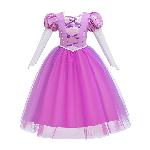 

Rapunzel Dress Masquerade Flower Girl Dress Girls' Movie Cosplay A-Line Slip Cosplay Halloween Pink Dress Halloween Carnival Masquerade Tulle Cotton