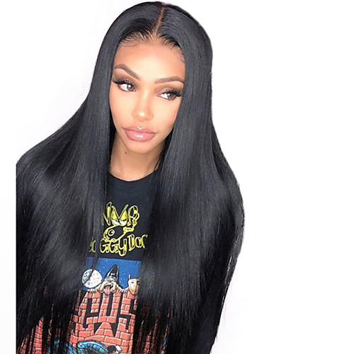 

Synthetic Lace Front Wig Straight Middle Part Lace Front Wig Long Natural Black Synthetic Hair 18-26 inch Women's Life Adjustable Classic Black