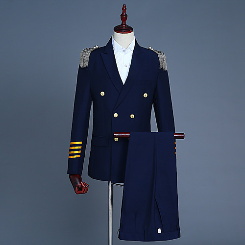 

Prince Aristocrat Victorian Napoleon Jacket Winter Coat Pants Suits & Blazers Men's Costume White / Navy Blue Vintage Cosplay Party Halloween Long Sleeve / Stripes
