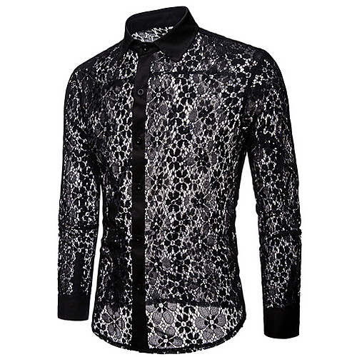 

Men's Solid Colored Shirt Sexy Daily White / Black / Long Sleeve