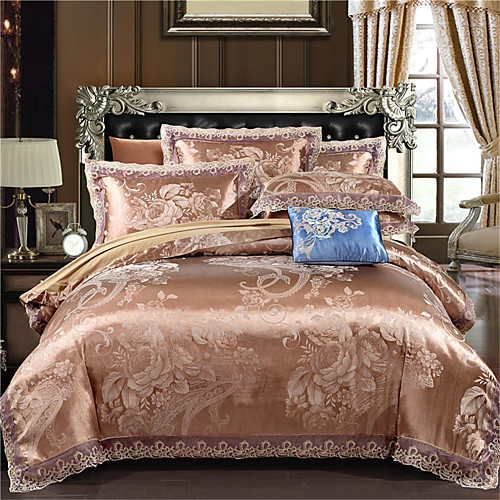 

Duvet Cover Sets Geometric Floral Botanical Cotton Jacquard 4 Piece Bedding Set With Pillowcase Bed Linen Sheet Single Double Queen King Size