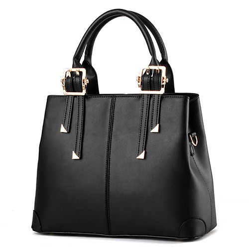 

Women's Polyester / PU Top Handle Bag Solid Color Black / Wine / Blushing Pink